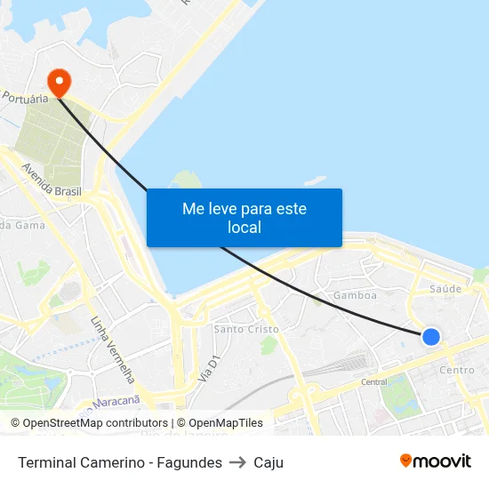Terminal Camerino - Fagundes to Caju map