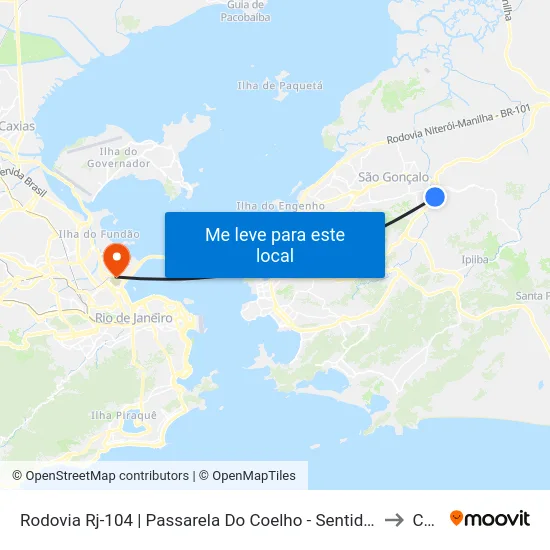 Rodovia Rj-104 | Passarela Do Coelho - Sentido Niterói to Caju map
