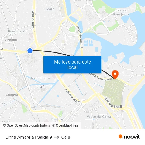 Linha Amarela | Saída 9 to Caju map