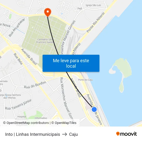 Into | Linhas Intermunicipais to Caju map