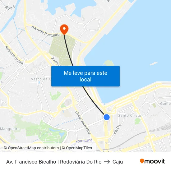 Av. Francisco Bicalho | Rodoviária Do Rio to Caju map