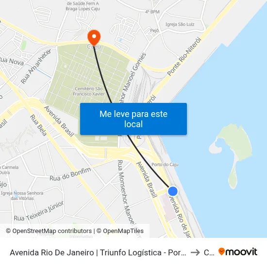 Avenida Rio De Janeiro | Triunfo Logística - Portão 24 / Linhas Municipais to Caju map