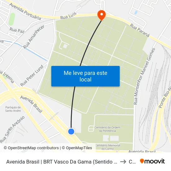 Avenida Brasil | BRT Vasco Da Gama (Sentido Zona Oeste) to Caju map