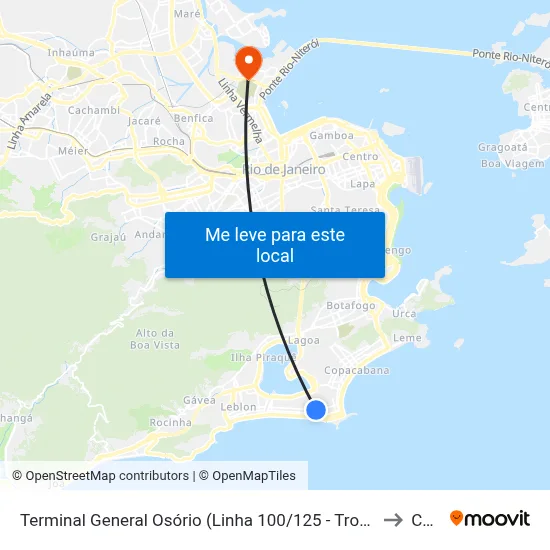 Terminal General Osório (Linha 100/125 - Troncal 1) to Caju map