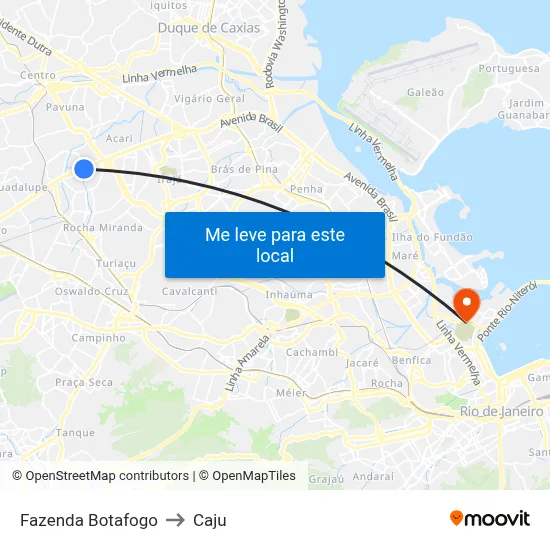 Fazenda Botafogo to Caju map