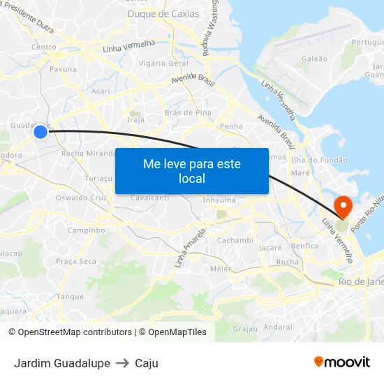 Jardim Guadalupe to Caju map