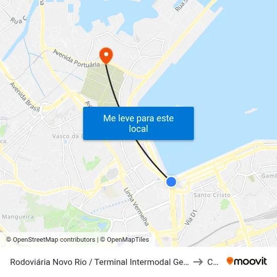 Rodoviária Novo Rio / Terminal Intermodal Gentileza to Caju map