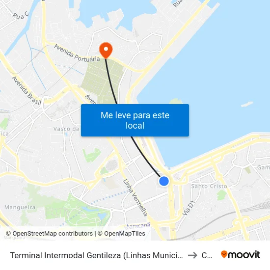 Terminal Intermodal Gentileza (Linhas Municipais) to Caju map