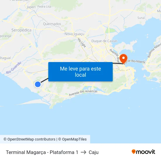 Terminal Magarça - Plataforma 1 to Caju map