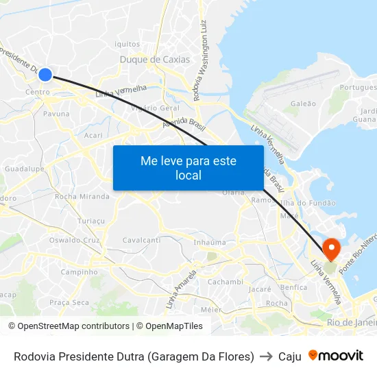 Rodovia Presidente Dutra (Garagem Da Flores) to Caju map