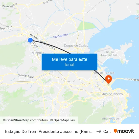 Estação De Trem Presidente Juscelino (Rampa) to Caju map