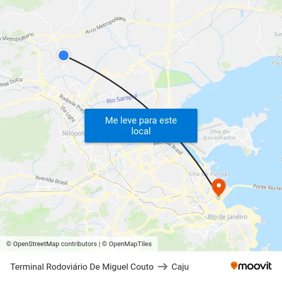 Terminal Rodoviário De Miguel Couto to Caju map