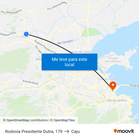 Rodovia Presidente Dutra, 179 to Caju map