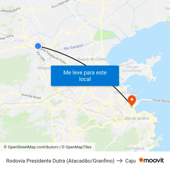 Rodovia Presidente Dutra (Atacadão/Granfino) to Caju map
