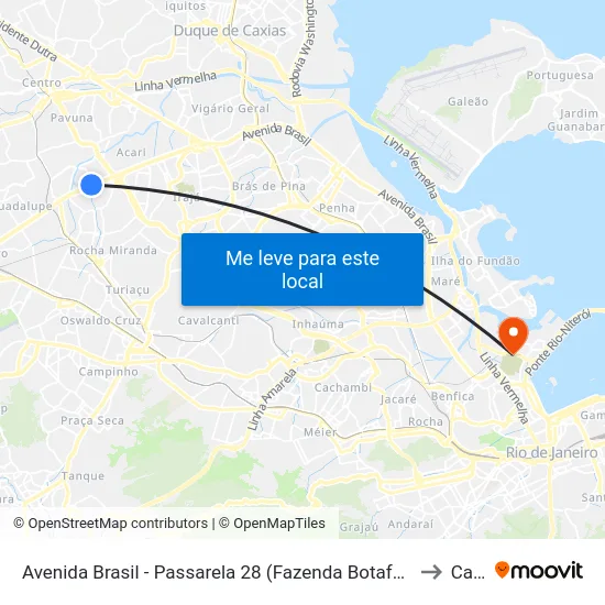 Avenida Brasil - Passarela 28 (Fazenda Botafogo) to Caju map
