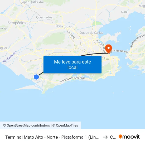 Terminal Mato Alto - Norte - Plataforma 1 (Linhas 853, 872 E 883) to Caju map