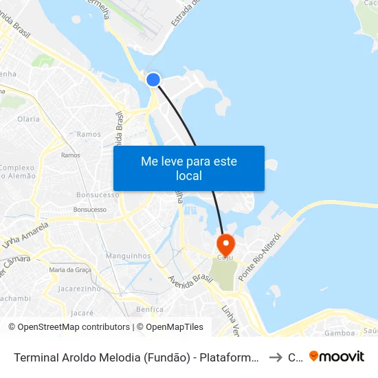 Terminal Aroldo Melodia (Fundão) - Plataforma Externa A - Sentido Ilha to Caju map