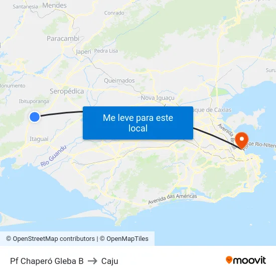 Pf Chaperó Gleba B to Caju map