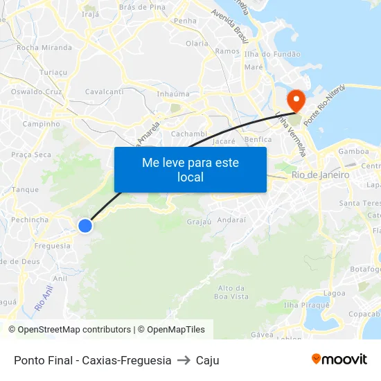 Ponto Final - Caxias-Freguesia to Caju map