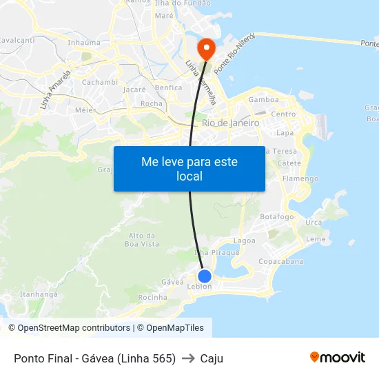 Ponto Final - Gávea (Linha 565) to Caju map