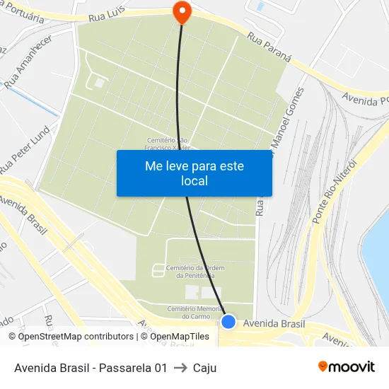 Avenida Brasil - Passarela 01 to Caju map