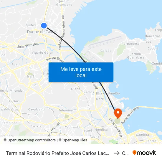 Terminal Rodoviário Prefeito José Carlos Lacerda - Caxias to Caju map