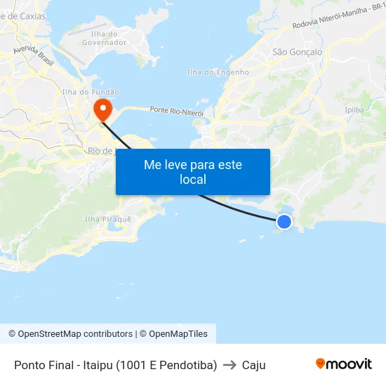 Ponto Final - Itaipu (1001 E Pendotiba) to Caju map