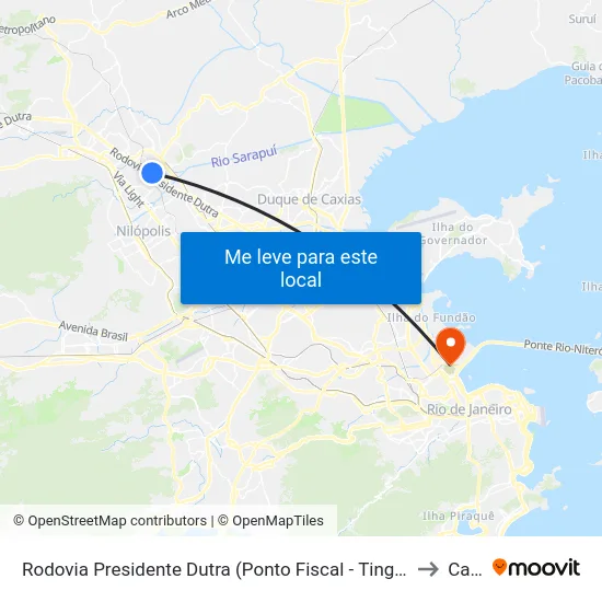 Rodovia Presidente Dutra (Ponto Fiscal - Tinguá) to Caju map