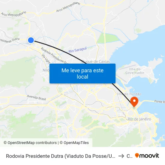 Rodovia Presidente Dutra (Viaduto Da Posse/Ufrrj/Maternidade Mariana Bulhões)) to Caju map