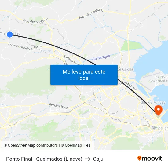 Ponto Final - Queimados (Linave) to Caju map