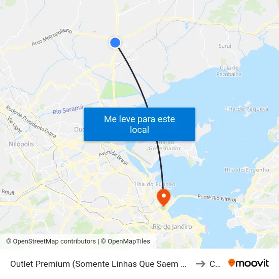 Outlet Premium (Somente Linhas Que Saem Da Br-493) to Caju map