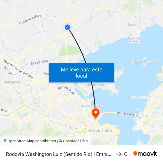 Rodovia Washington Luiz (Sentido Rio) | Entrada De Jardim Primavera to Caju map