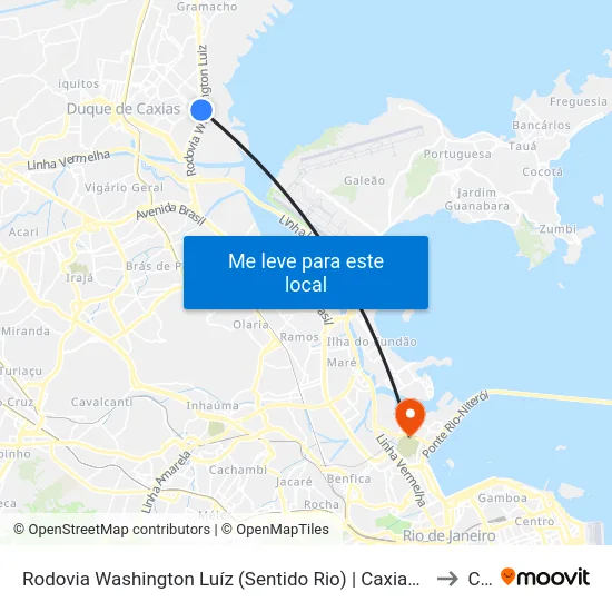Rodovia Washington Luíz (Sentido Rio) | Caxias Shopping - Entrada Principal to Caju map