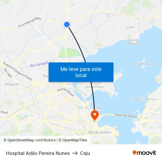 Hospital Adão Pereira Nunes to Caju map