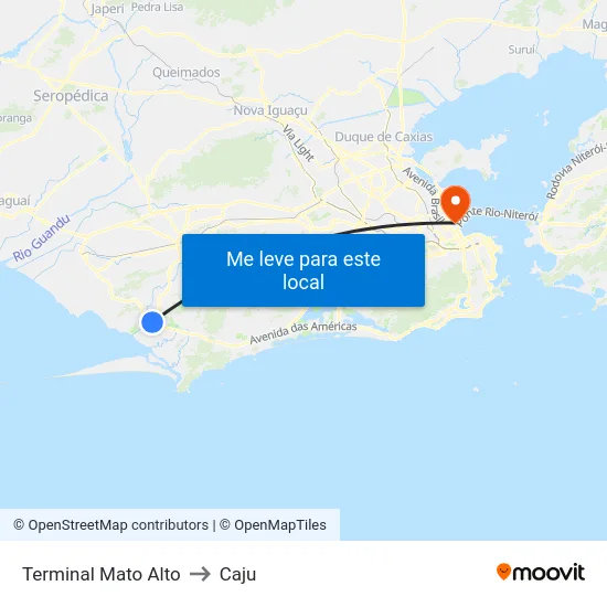 Terminal Mato Alto to Caju map