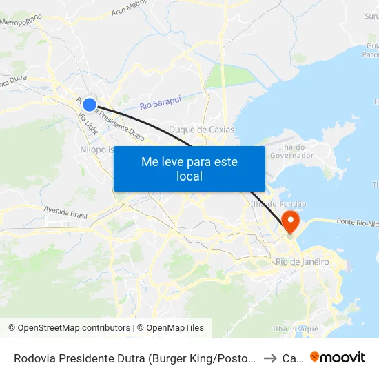 Rodovia Presidente Dutra (Burger King/Posto 13) to Caju map