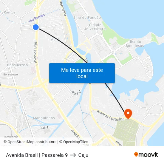 Avenida Brasil | Passarela 9 to Caju map