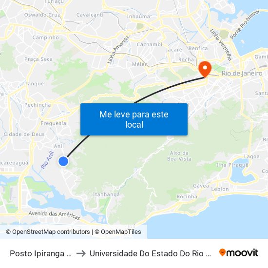 Posto Ipiranga / Jardim Clarice to Universidade Do Estado Do Rio De Janeiro - Campus Maracanã map