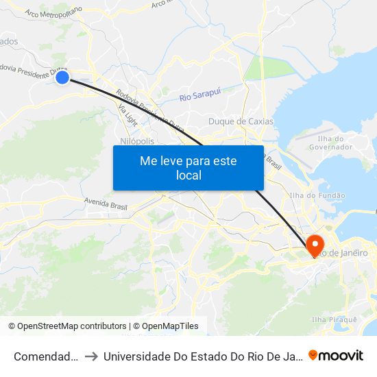 Comendador Soares to Universidade Do Estado Do Rio De Janeiro - Campus Maracanã map