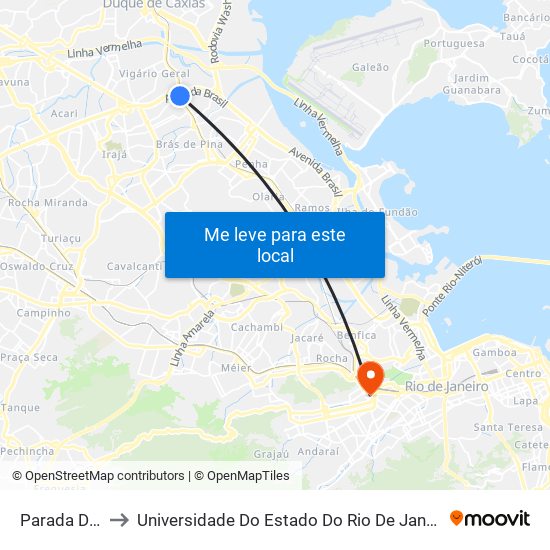 Parada De Lucas to Universidade Do Estado Do Rio De Janeiro - Campus Maracanã map