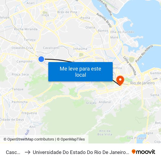 Cascadura to Universidade Do Estado Do Rio De Janeiro - Campus Maracanã map