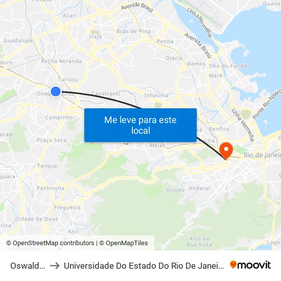 Oswaldo Cruz to Universidade Do Estado Do Rio De Janeiro - Campus Maracanã map