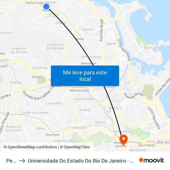 Penha to Universidade Do Estado Do Rio De Janeiro - Campus Maracanã map