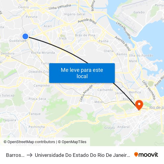 Barros Filho to Universidade Do Estado Do Rio De Janeiro - Campus Maracanã map