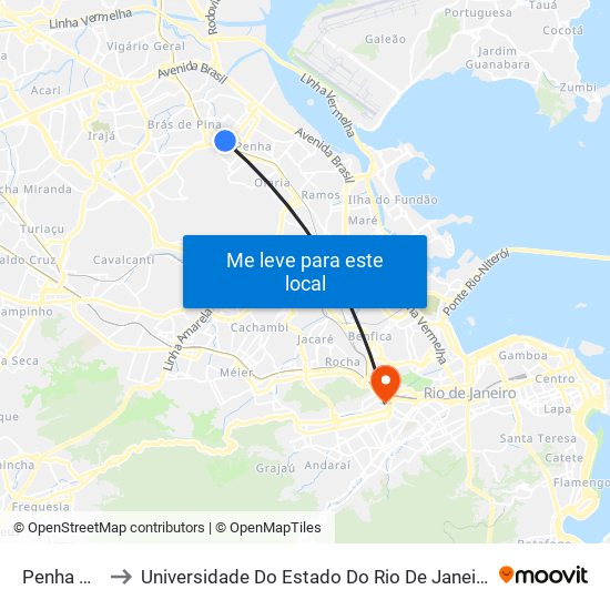 Penha Circular to Universidade Do Estado Do Rio De Janeiro - Campus Maracanã map