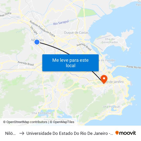 Nilópolis to Universidade Do Estado Do Rio De Janeiro - Campus Maracanã map