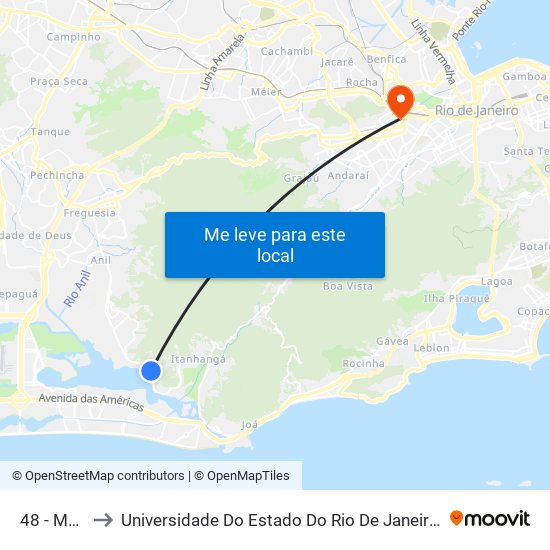 48 - Muzema to Universidade Do Estado Do Rio De Janeiro - Campus Maracanã map