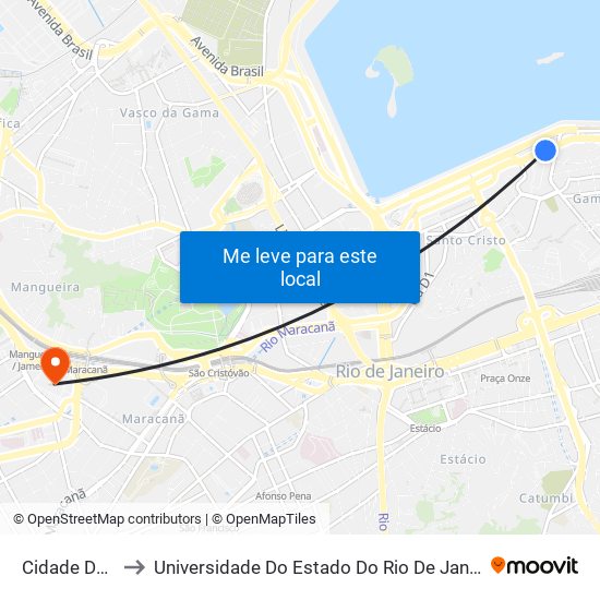 Cidade Do Samba to Universidade Do Estado Do Rio De Janeiro - Campus Maracanã map