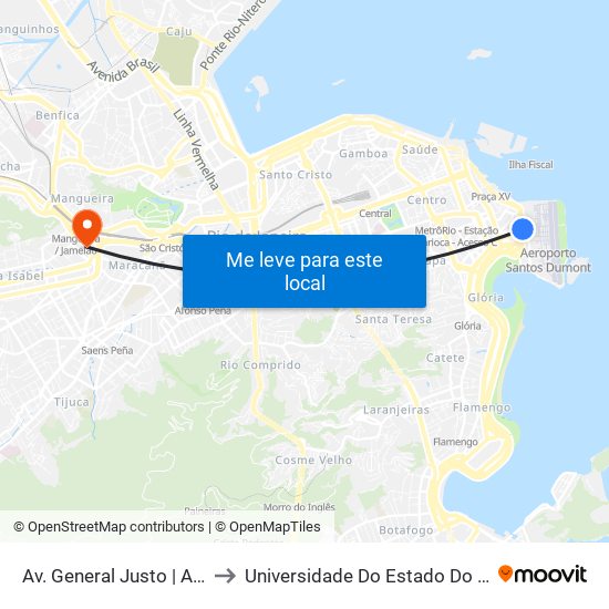 Av. General Justo | Aeroporto Santos Dumont ✈ to Universidade Do Estado Do Rio De Janeiro - Campus Maracanã map
