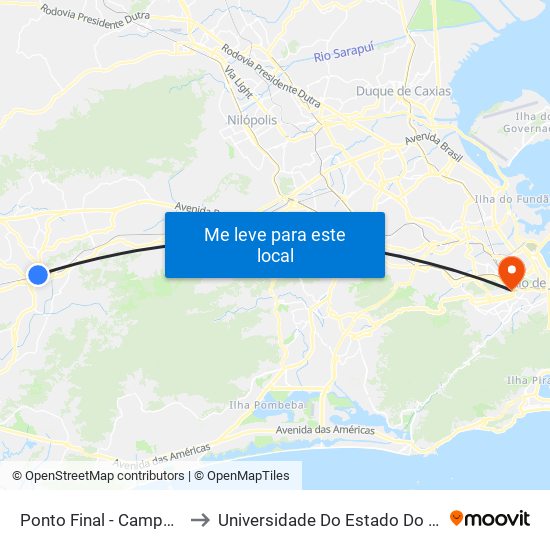 Ponto Final - Campo Grande (804, 833 E 898) to Universidade Do Estado Do Rio De Janeiro - Campus Maracanã map